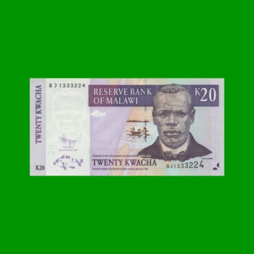 BILLETE DE MALAWI 20 KWACHA, PICK 52d, AÑO 2009 ESTADO SIN CIRCULAR.-