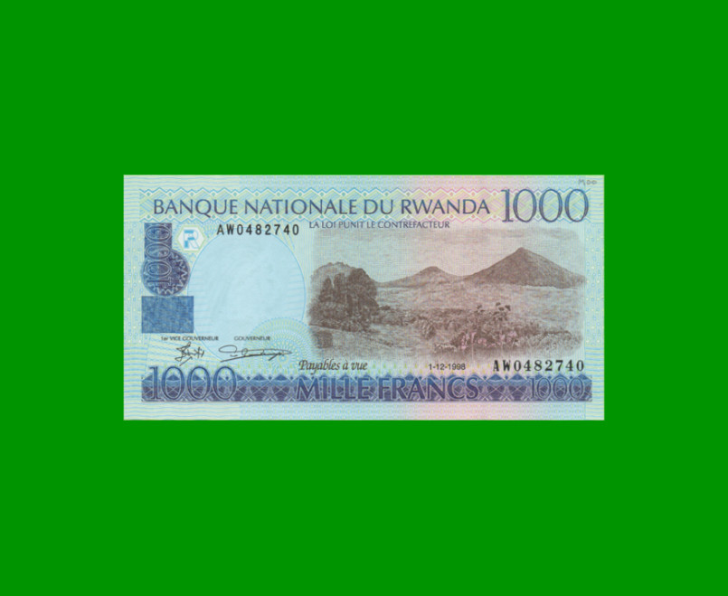 BILLETE DE RWANDA 1.000 FRANCOS, PICK 27, AÑO 1998 ESTADO SIN CIRCULAR.-