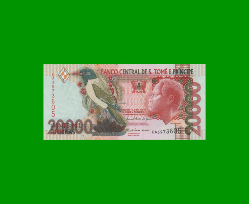 BILLETE DE SANTO TOME & PRINCIPE 20.000 DOBRAS, PICK 67d, AÑO 2010, ESTADO SIN CIRCULAR.-