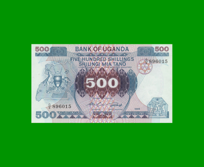 BILLETE DE UGANDA 500 SHILLINGS, PICK 25, AÑO 1986 ESTADO SIN CIRCULAR.-