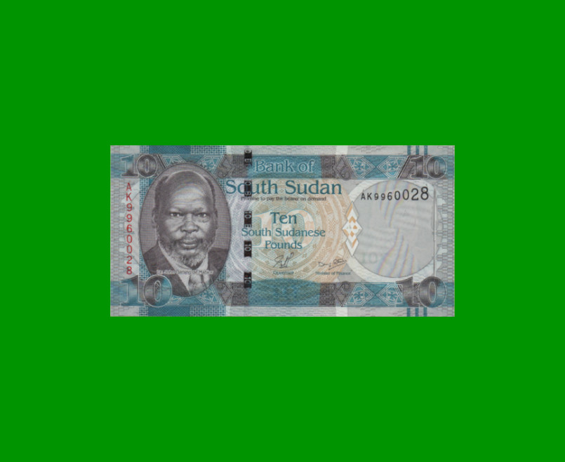 BILLETE DE SUDAN DEL SUR 10 LIBRAS, PICK 7, AÑO 2011 ESTADO SIN CIRCULAR.-