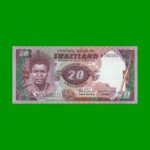 BILLETE DE SWAZILAND 20 EMALANGENI, PICK 12, AÑO 1986 ESTADO SIN CIRCULAR.-