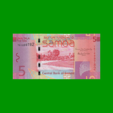 BILLETE DE SAMOA 5 TALA, PICK 38b, AÑO (2014) ESTADO SIN CIRCULAR.-