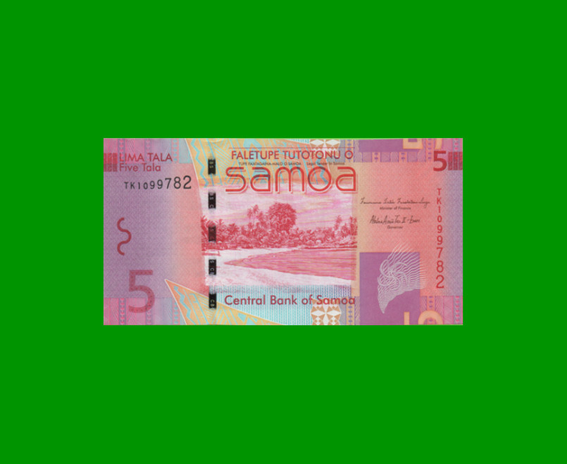 BILLETE DE SAMOA 5 TALA, PICK 38b, AÑO (2014) ESTADO SIN CIRCULAR.-