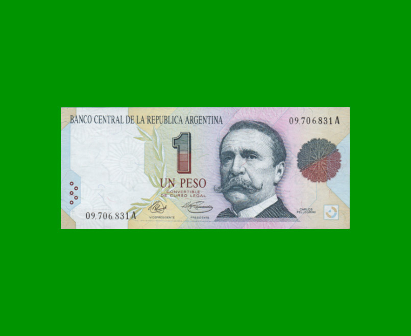 PESOS CONVERTIBLES 1er DISEÑO $1,00, BOT 3001, AÑO 1992, ESTADO SIN CIRCULAR.-