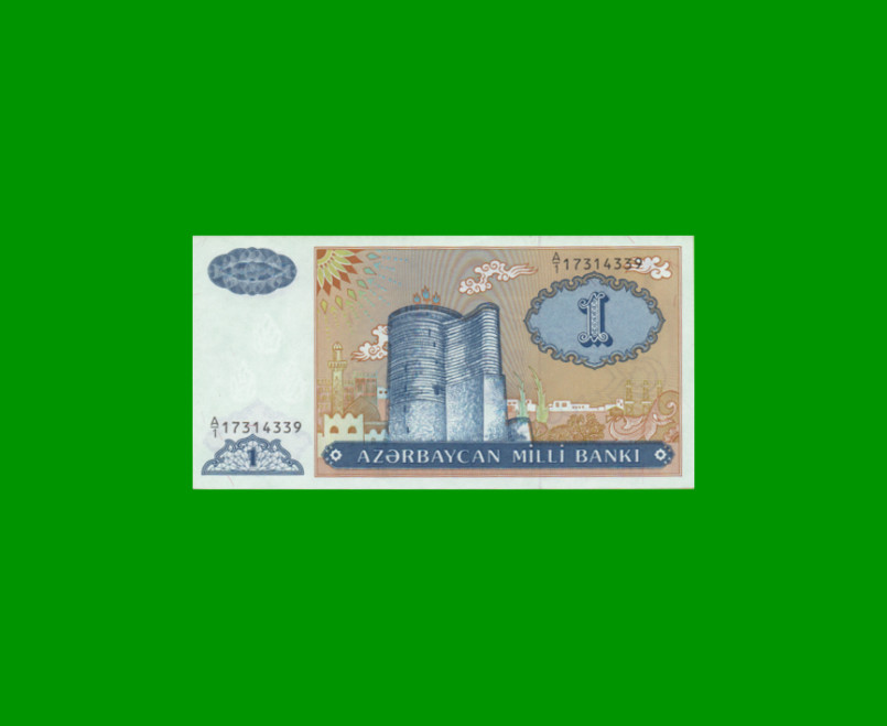 BILLETE DE AZERBAIYAN 1 MANAT, PICK 14, AÑO 1993 ESTADO SIN CIRCULAR.-