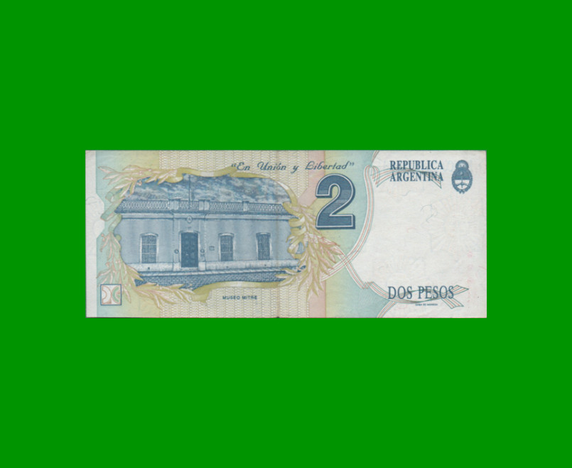 PESOS CONVERTIBLES 1er DISEÑO $2,00, BOT 3018, AÑO 1996, ESTADO MUY BUENO-. - Imagen 2