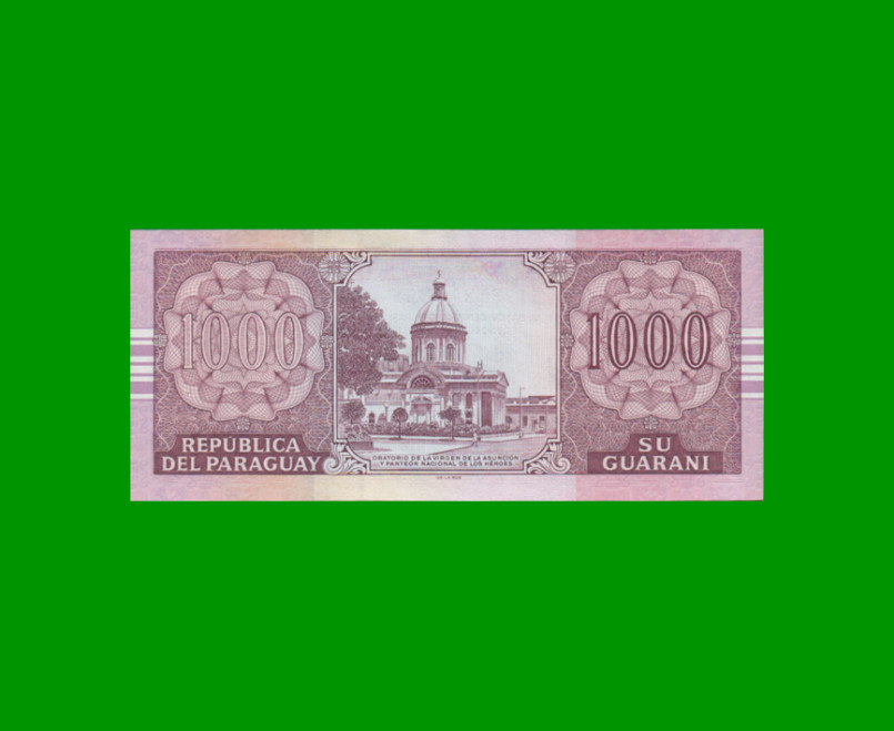 BILLETE DE PARAGUAY 1.000 GUARANIES, PICK 222a, AÑO 2004, ESTADO SIN CIRCULAR.- - Imagen 2