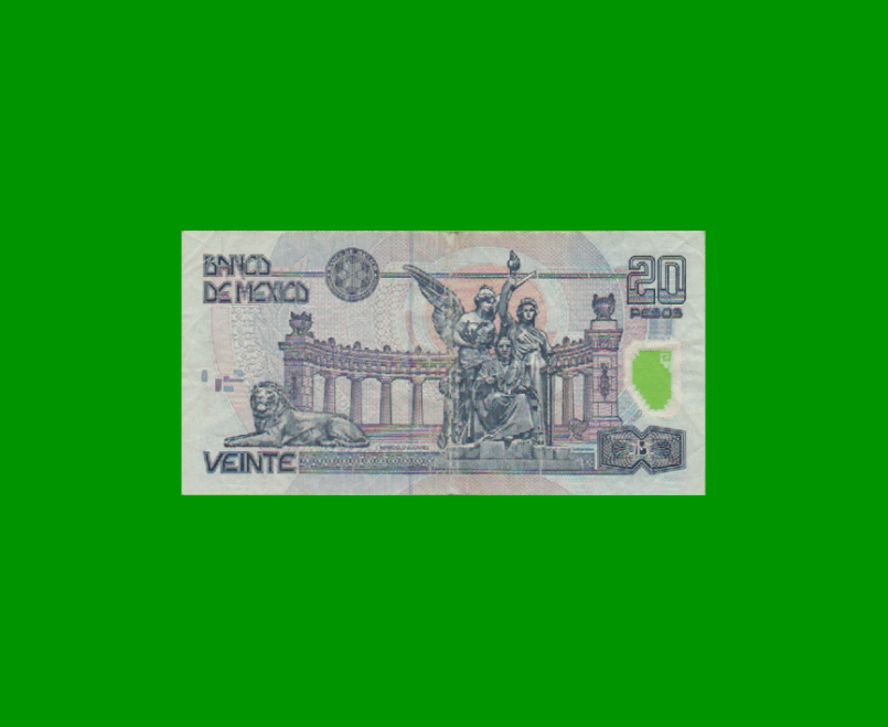 BILLETE DE MEXICO $20,00, POLYMERO, PICK 116e, AÑO 2005, ESTADO MUY BUENO.- - Imagen 2