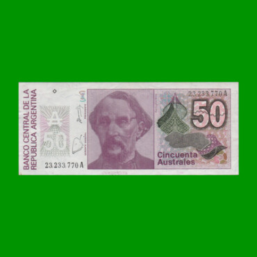BILLETE DE AUSTRALES, 50 AUSTRALES, BOT 2829, AÑO 1986, ESTADO EXCELENTE.-