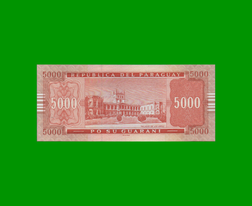 BILLETE DE PARAGUAY 5.000 GUARANIES, PICK 223a, AÑO 2005, ESTADO SIN CIRCULAR.- - Imagen 2