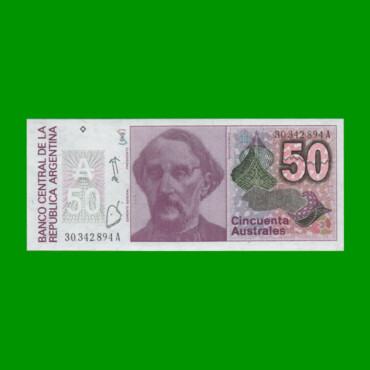 BILLETE DE AUSTRALES, 50 AUSTRALES, BOT 2830, AÑO 1987, ESTADO SIN CIRCULAR.-