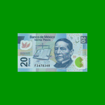 BILLETE DE MEXICO $20,00, POLYMERO, PICK 122b, AÑO 2006, ESTADO SIN CIRCULAR.-