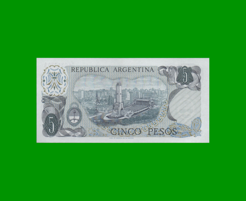 PESOS LEY 18.188 $5,00, BOT 2321, AÑO 1971, ESTADO SIN CIRCULAR.- - Imagen 2