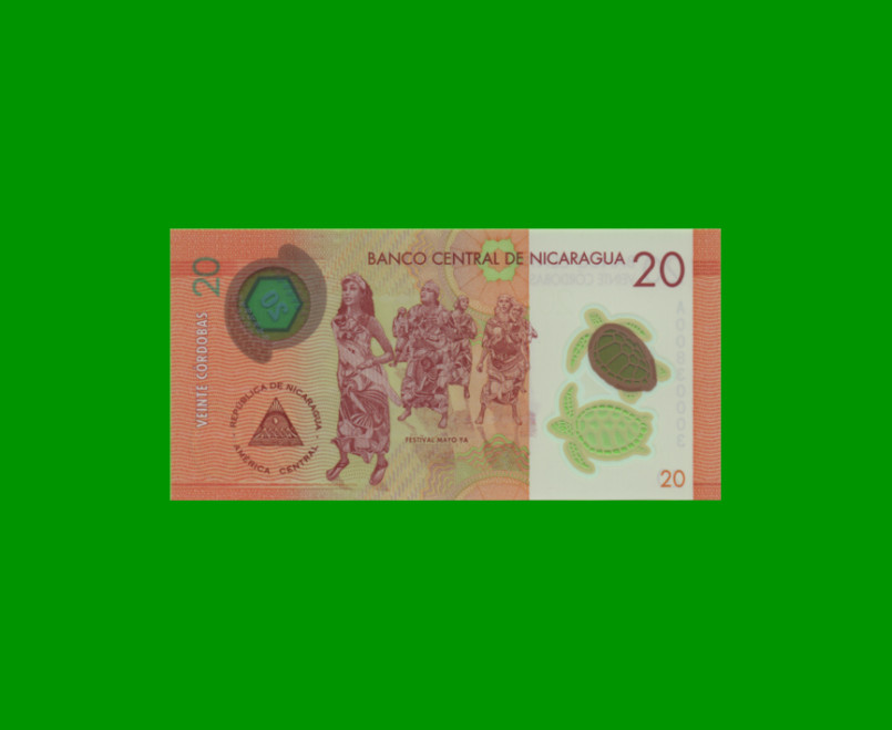 BILLETE DE NICARAGUA 20 CORDOBAS, POLYMERO, PICK 210, ESTADO SIN CIRCULAR.- - Imagen 2