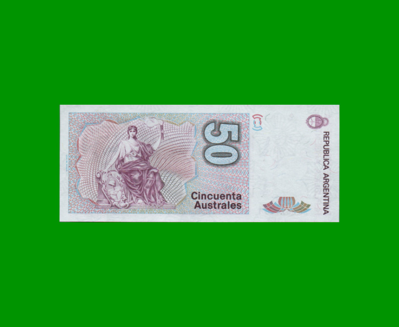 BILLETE DE AUSTRALES, 50 AUSTRALES, BOT 2831, AÑO 1988, ESTADO SIN CIRCULAR.- - Imagen 2