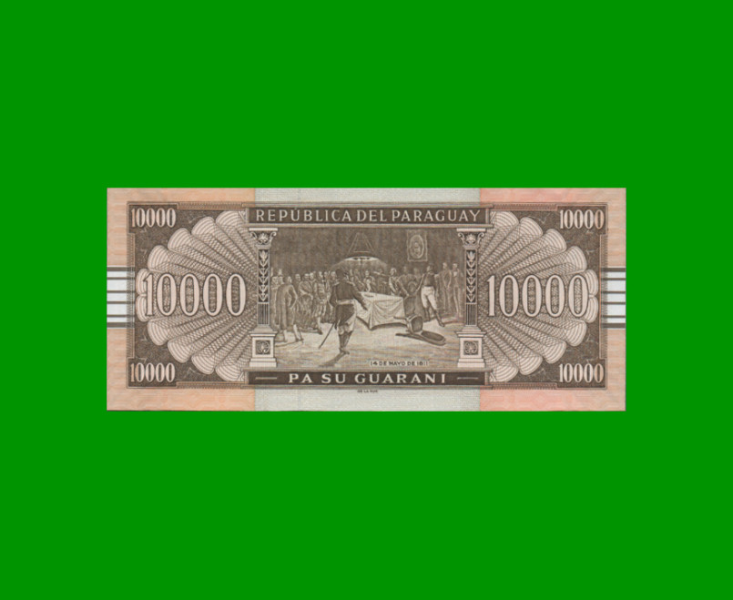 BILLETE DE PARAGUAY 10.000 GUARANIES, PICK 224b, AÑO 2005, ESTADO SIN CIRCULAR.- - Imagen 2