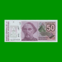 BILLETE DE AUSTRALES, 50 AUSTRALES, BOT 2831, AÑO 1988, ESTADO SIN CIRCULAR.-
