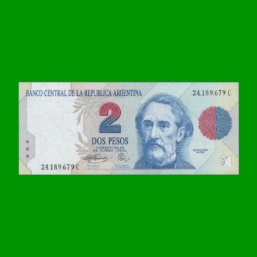 PESOS CONVERTIBLES 1er DISEÑO $2,00, BOT 3019, AÑO 1996, ESTADO SIN CIRCULAR.-
