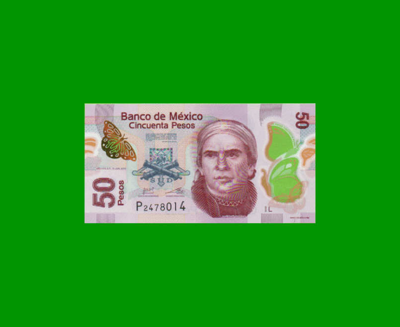 BILLETE DE MEXICO $50,00, POLYMERO, PICK 123n, AÑO 2013, ESTADO SIN CIRCULAR.-