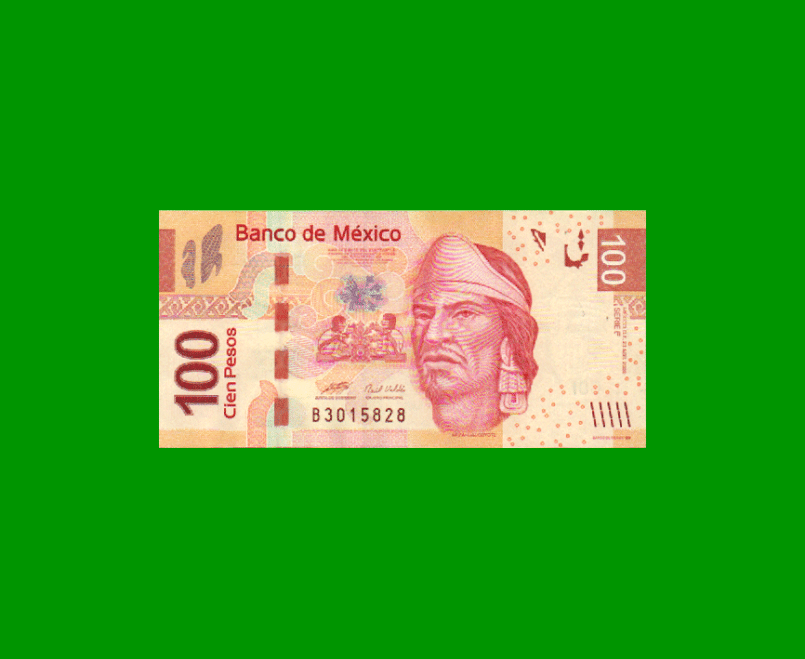 BILLETE DE MEXICO $100,00 PICK 124b, AÑO 2009, ESTADO EXCELENTE+.-