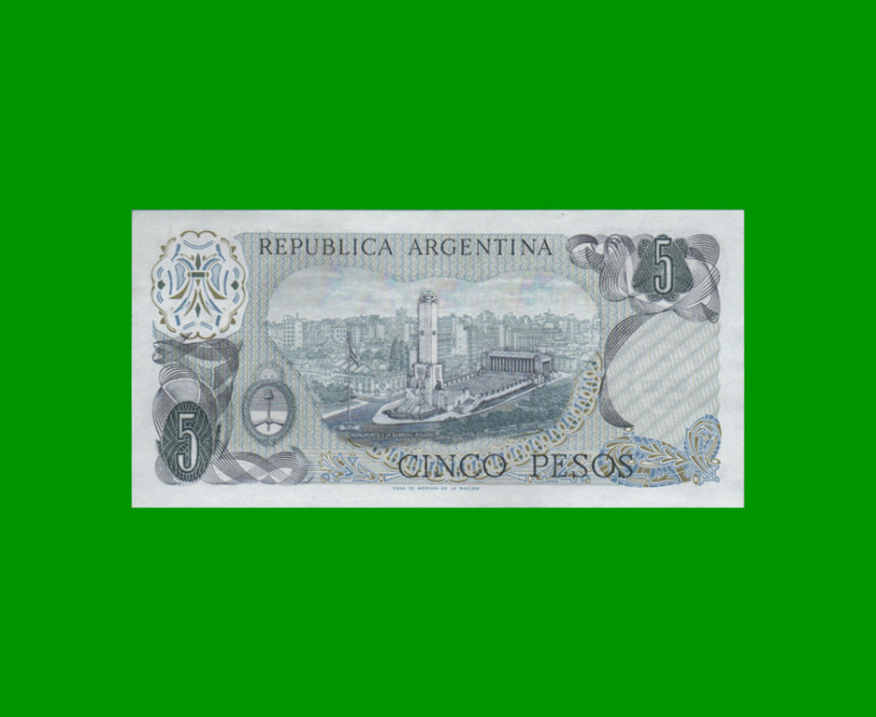 PESOS LEY 18.188 $5,00, BOT 2322, AÑO 1972, ESTADO EXCELENTE+ .- - Imagen 2