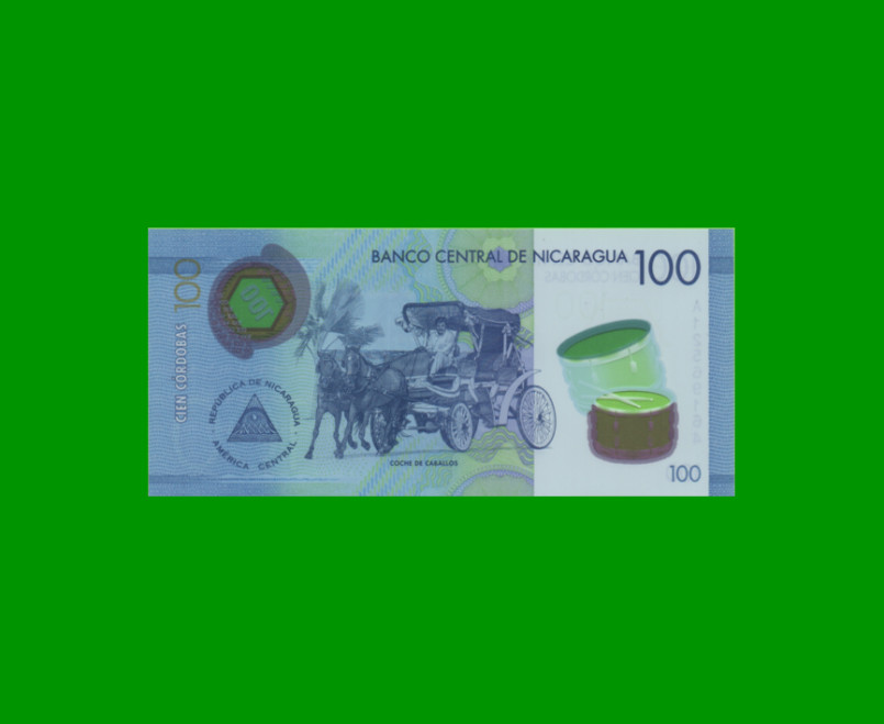 BILLETE DE NICARAGUA 100 CORDOBAS, POLYMERO, PICK 212, ESTADO SIN CIRCULAR.- - Imagen 2