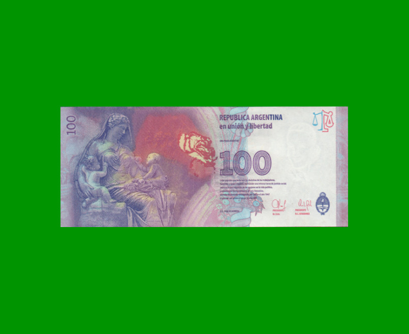 PESOS 3er DISEÑO $100,00, BOT 4317, AÑO 2015, ESTADO EXCELENTE.- - Imagen 2