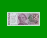 BILLETE DE AUSTRALES, 50 AUSTRALES, BOT 2834, AÑO 1989, ESTADO SIN CIRCULAR.-