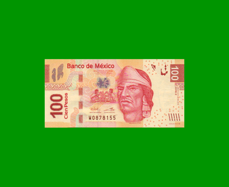 BILLETE DE MEXICO $100,00 PICK 124g, AÑO 2012, ESTADO SIN CIRCULAR.-