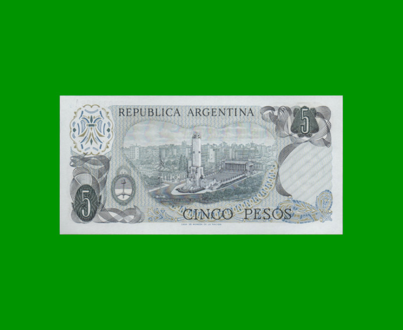 PESOS LEY 18.188 $5,00, BOT 2325, AÑO 1973, ESTADO SIN CIRCULAR.- - Imagen 2