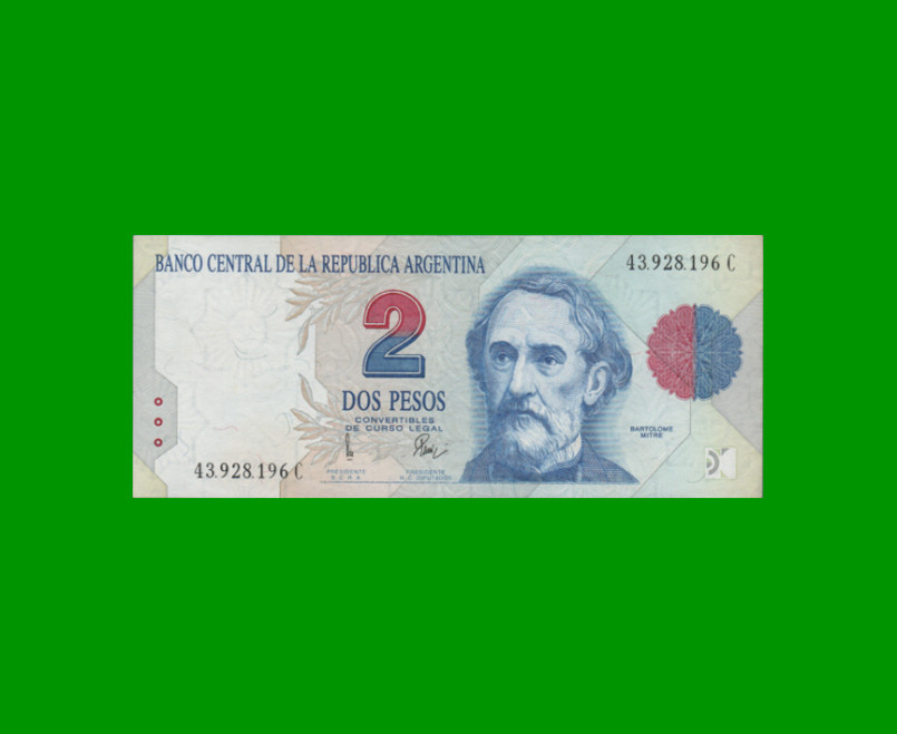 PESOS CONVERTIBLES 1er DISEÑO $2,00, BOT 3021, AÑO 1996, ESTADO EXCELENTE.-