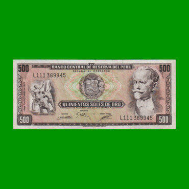 BILLETE DE PERU 500 SOLES, PICK 110, AÑO 1975, ESTADO EXCELENTE- .-