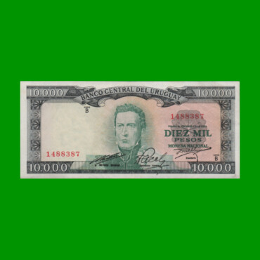 BILLETE DE URUGUAY $10.000,00 PICK 51c, AÑO 1967, SERIE B, ESTADO EXCELENTE- .-
