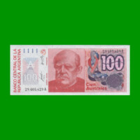 BILLETE DE AUSTRALES, 100 AUSTRALES, BOT 2835, AÑO 1985, ESTADO EXCELENTE+.-