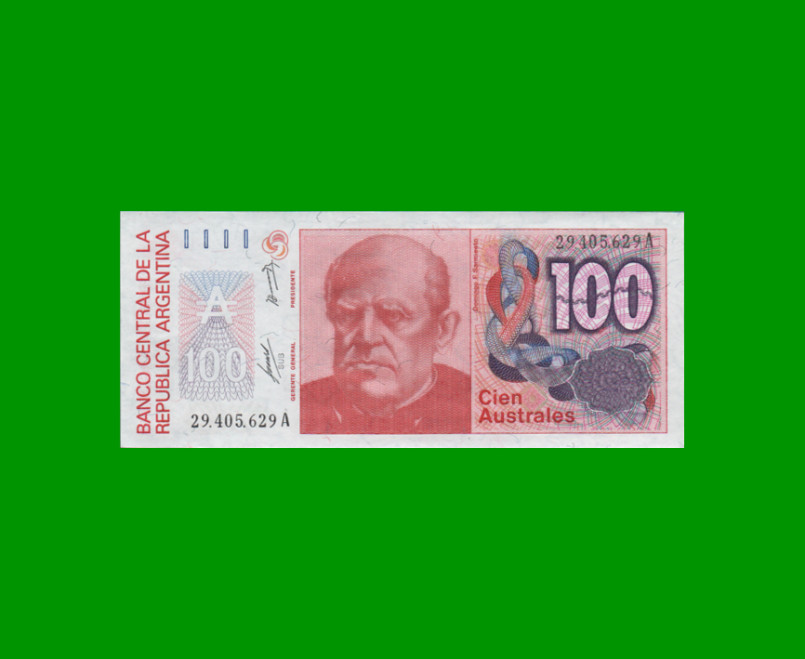 BILLETE DE AUSTRALES, 100 AUSTRALES, BOT 2835, AÑO 1985, ESTADO EXCELENTE+.-