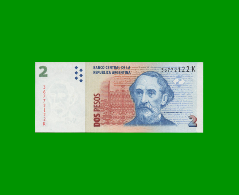 PESOS CONVERTIBLES 2do DISEÑO $2,00, BOT 3238, AÑO 2010, ESTADO EXCELENTE+.-