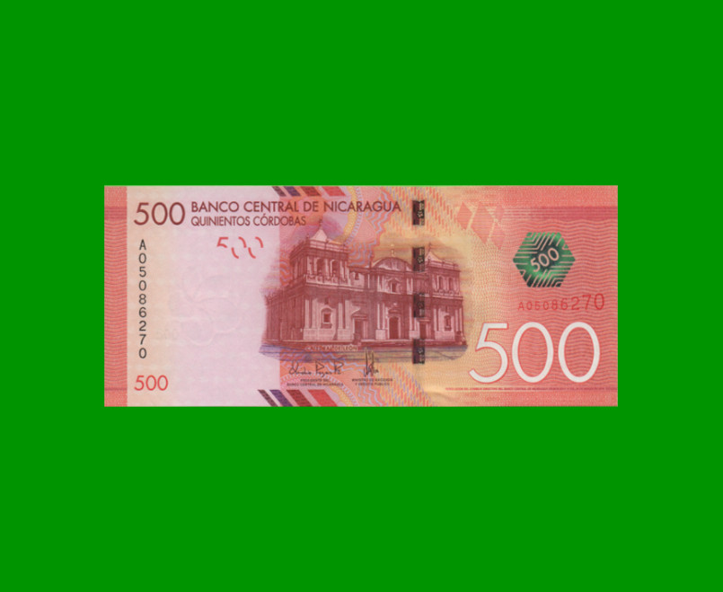 BILLETE DE NICARAGUA 500 CORDOBAS, PICK NEW, ESTADO SIN CIRCULAR.-