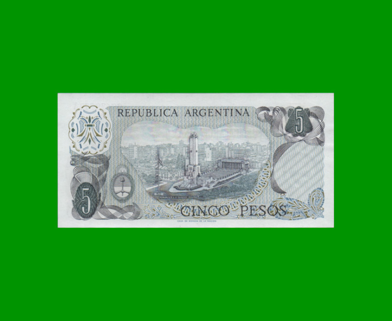 PESOS LEY 18.188 $5,00, BOT 2327, AÑO 1974, ESTADO EXCELENTE+ .- - Imagen 2