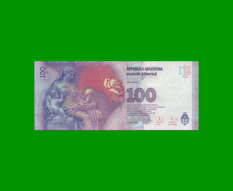 PESOS 3er DISEÑO $100,00, BOT 4318, AÑO 2015, ESTADO SIN CIRCULAR.- - Imagen 2