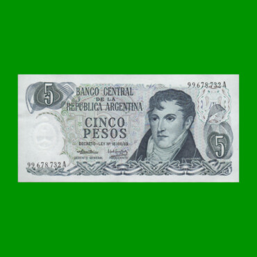 PESOS LEY 18.188 $5,00, BOT 2327, AÑO 1974, ESTADO EXCELENTE+ .-