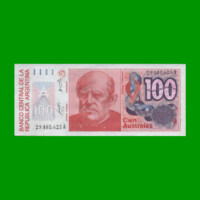 BILLETE DE AUSTRALES 100 AUSTRALES, BOT 2835, AÑO 1985, ESTADO SIN CIRCULAR.-