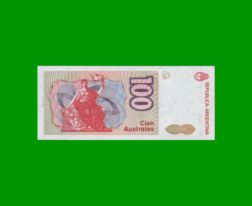 BILLETE DE AUSTRALES, 100 AUSTRALES, BOT 2836, AÑO 1986, ESTADO EXCELENTE+.- - Imagen 2