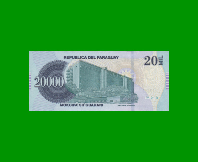 BILLETE DE PARAGUAY 20.000 GUARANIES, PICK 238a, AÑO 2015, ESTADO SIN CIRCULAR.- - Imagen 2