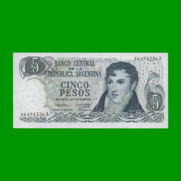 PESOS LEY 18.188 $5,00, BOT 2327, AÑO 1974, ESTADO SIN CIRCULAR.-