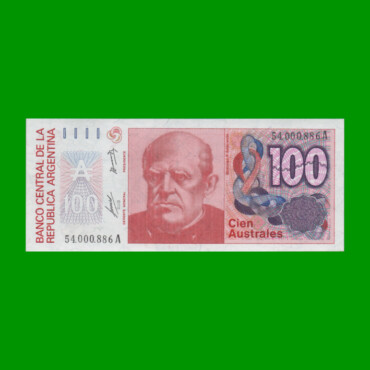BILLETE DE AUSTRALES, 100 AUSTRALES, BOT 2836, AÑO 1986, ESTADO EXCELENTE+.-