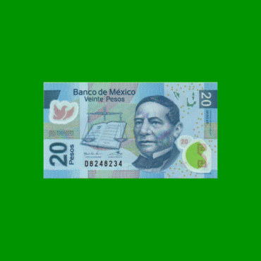 BILLETE DE MEXICO $20,00, POLYMERO, PICK NEW, AÑO 2017, ESTADO SIN CIRCULAR.-