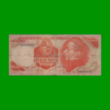BILLETE DE URUGUAY $10.000, PICK 53a, AÑO 1974, SERIE A, ESTADO BUENO.-