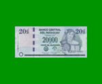 BILLETE DE PARAGUAY 20.000 GUARANIES, PICK 238a, AÑO 2015, ESTADO SIN CIRCULAR.-