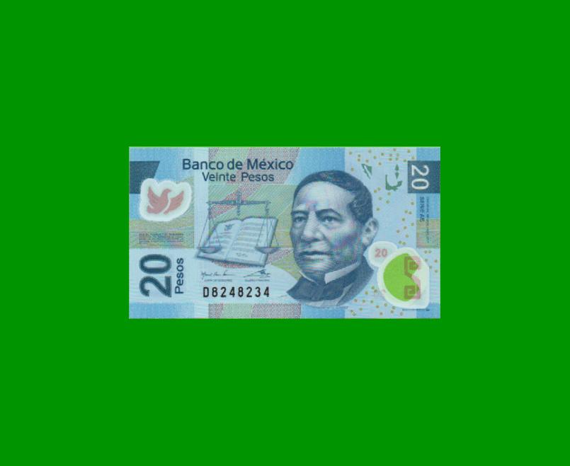 BILLETE DE MEXICO $20,00, POLYMERO, PICK NEW, AÑO 2017, ESTADO SIN CIRCULAR.-